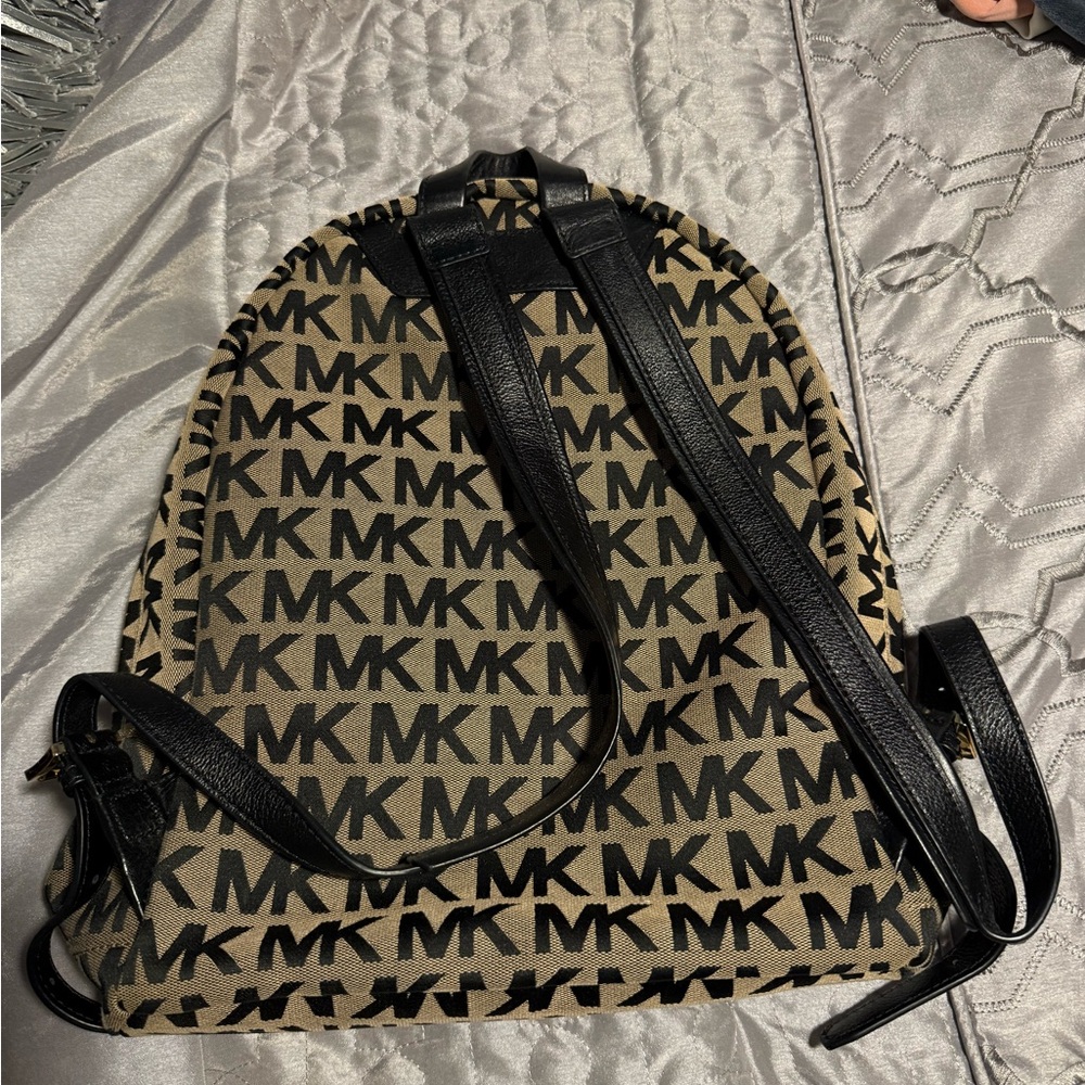 Michael Kors Monogram Black and Tan Backpack - Picture 5 of 7